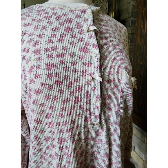 Vintage Night Gear Floral‎ with Bows and Lace Sleep Shirt Medium - Picture 5 of 9